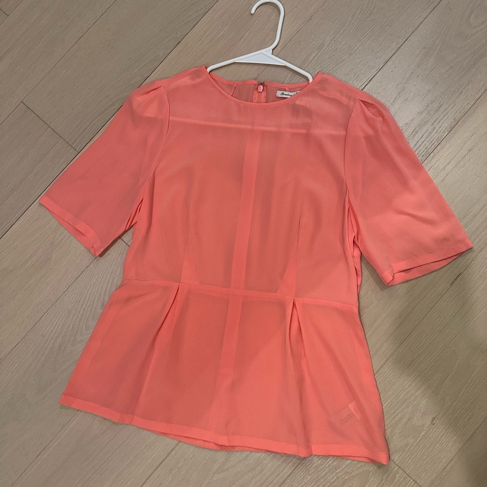 NWT Madewell Broadway & Broome Silk Peplum Pink Blouse